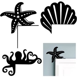 Blulu 3 Pcs Ocean Metal Door Frame Decorations Set Wall Art for Home Decor